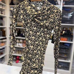 Off-White Moon Sec Skin Twist mini Dress Black and Cream